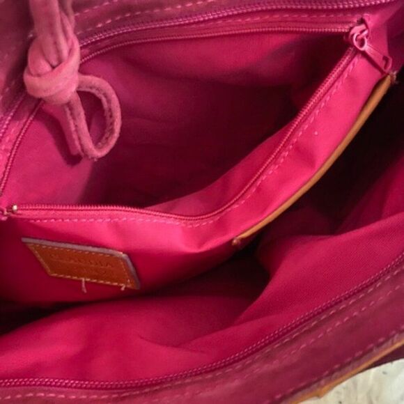 Claudia Firenze Italian Made Coffee Brown Leather with Pink Suede Tote - Picture 10 of 11